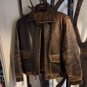 Men's vintage medium Brown Leather Jacket